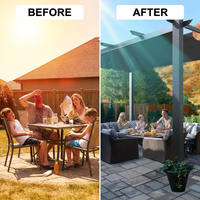 16 Ft. W X 12 Ft. D Aluminum Pergola Outdoor with Dark Gray Retractable Canopy — Before & After