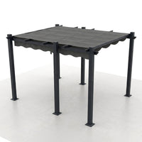 16 Ft. W X 12 Ft. D Aluminum Pergola Outdoor with Dark Gray Retractable Canopy — Studio Shot