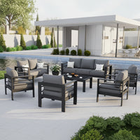 Outdoor Patio Furniture Set Built for All Weather, 7-Piece Aluminum Frame, Waterproof Covers, Thick Cushions