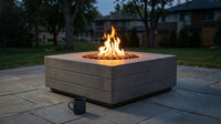 34 Inch Square Concrete Propane Fire Pit Table with Lava Rocks and Cover 50,000 BTU — Lifestyle