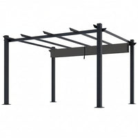 Outdoor Pergola Built for Year-Round Entertaining, 16x12 Ft Aluminum Frame, Retractable Canopy, 192 Sq Ft Coverage