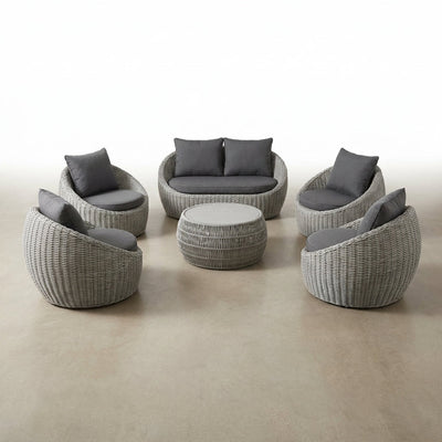 Outdoor Patio Furniture Set Built for All Weather, Aluminum Frame, Olefin Rope Weave, Water-Repellent Cushions