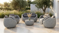 6-Piece Aluminum Patio Furniture Set, Olefin Rope Modern Outdoor Conversation Set Sectional Sofa with Water Repellent Thick Cushions and Coffee Table for Balcony, Garden, Light Grey — Lifestyle