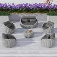 Outdoor Patio Furniture Set Built for All Weather, Aluminum Frame, Olefin Rope Weave, Water-Repellent Cushions