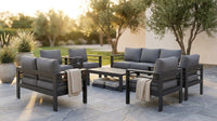 Aluminum Patio Furniture Set, 7 Piece Metal Outdoor Set, Patio Furniture Set with Waterproof Covers for Backyard Garden（Grey） — Lifestyle