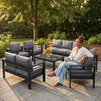 Aluminum Patio Furniture Set, 7 Piece Metal Outdoor Set, Patio Furniture Set with Waterproof Covers for Backyard Garden（Grey） — Lifestyle