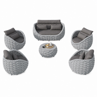 Outdoor Patio Furniture Set Built for All Weather, Aluminum Frame, Olefin Rope Weave, Water-Repellent Cushions