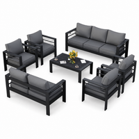 Outdoor Patio Furniture Set Built for All Weather, 7-Piece Aluminum Frame, Waterproof Covers, Thick Cushions