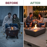 Concrete Fire Pit Table - Rectangular — Before & After