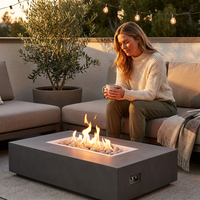 Concrete Fire Pit Table - Rectangular — Lifestyle